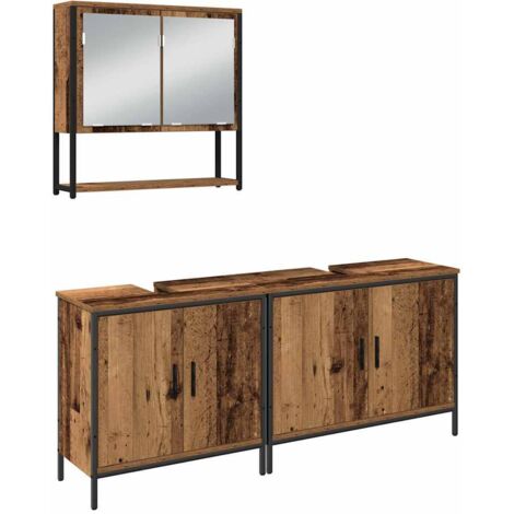 Ensemble de mobilier de salle de bain avec étagère 3 pcs Marron vidaXL