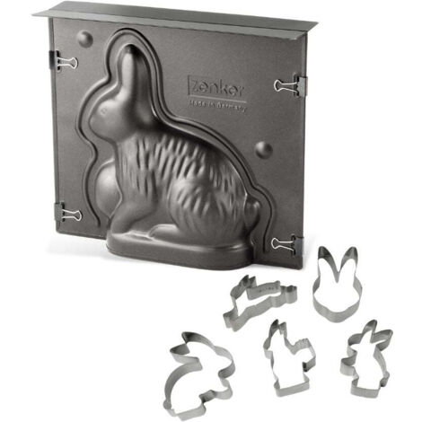 Ensemble de moule lapin de Pâques 3D et 5 emporte-pièces lapin Zenker Pâques