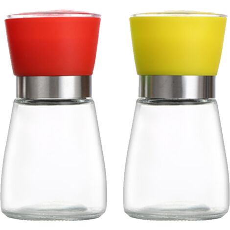 Ensemble de moulin à sel et à poivre en acier inoxydable durable avec épices rouge