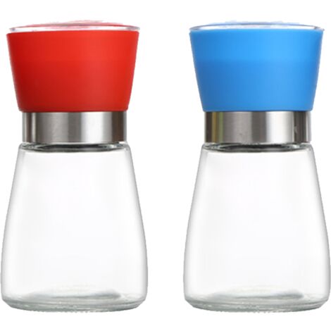 Ensemble de moulins à sel et à poivre en acier inoxydable - Rouge et Bleu