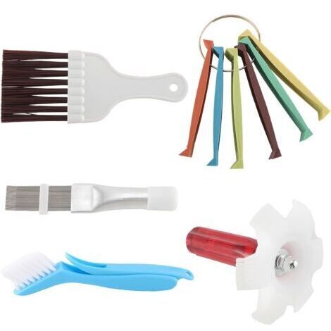 Ensemble de Nettoyage de Climatiseur 5 Pièces, Peigne d'Aileron de Condensateur et Brosse pour Radiateur et Évaporateur, Outil de Réparation et Nettoyage pour Aileron de Climatiseur