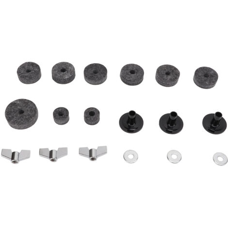 Ensemble de pads en feutre anti-dérapant pour batterie, accessoires de rechange: écrous, manchons de support, rondelles de cymbales, gris