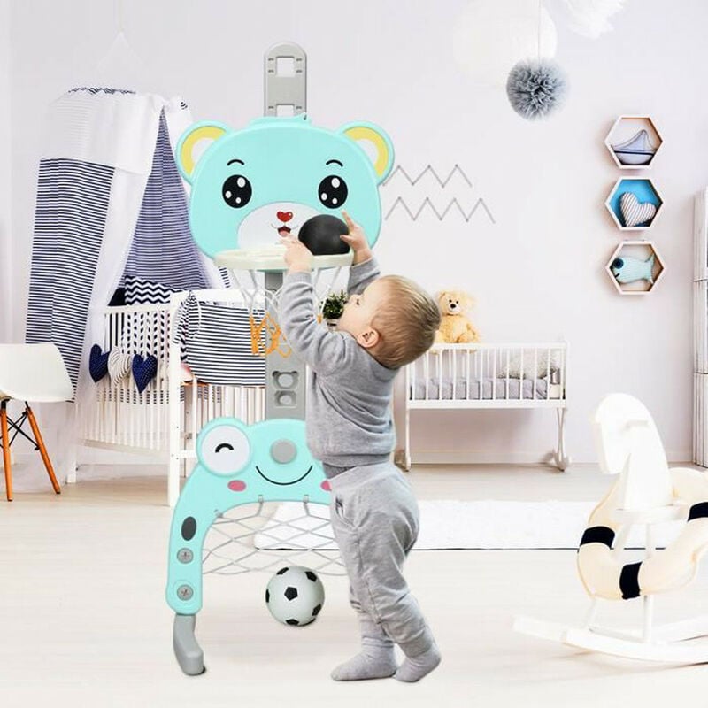 Skecten - Ensemble de Paniers de 3-en-1 pour Enfants - Jeu de Sport : Basketball Football Lancement d'anneauActivité pour Tout-Petits : Garçons &