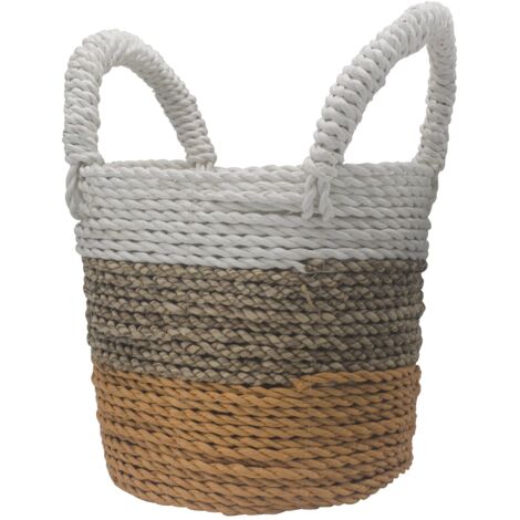 Ensemble de paniers en jonc de mer - Orange / Naturel / Blanc- Vendu par 1