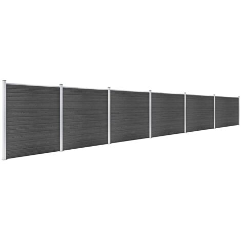 Ensemble de panneau de clôture WPC 1045x186 cm Noir