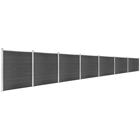 Ensemble de panneau de clôture WPC 1218x186 cm Noir