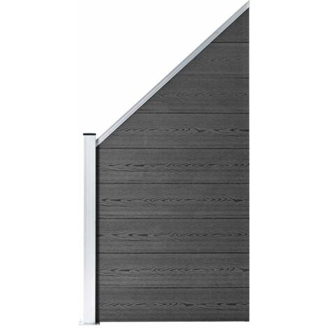 Ensemble de panneau de clôture WPC 1311x(105-186) cm Noir