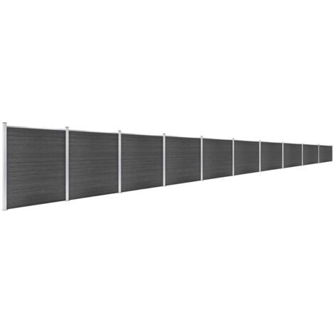 Ensemble de panneau de clôture WPC 1737x186 cm Noir