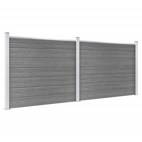 Ensemble de panneau de clôture WPC 353x146 cm Gris