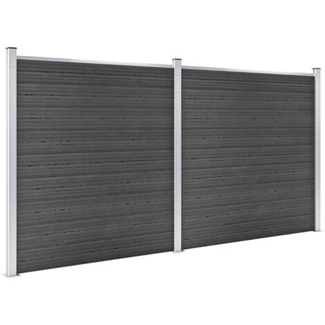 Ensemble de panneau de clôture WPC 353x186 cm Noir