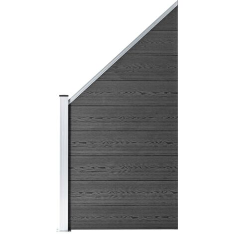 Ensemble de panneau de clôture WPC 446x(105-186) cm Noir