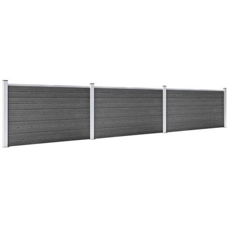 Ensemble de panneau de clôture WPC 526x105 cm Noir