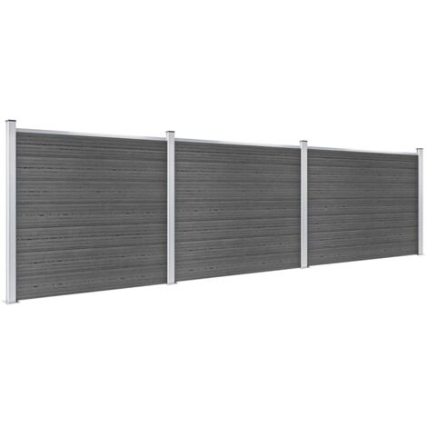 Ensemble de panneau de clôture WPC 526x146 cm Noir