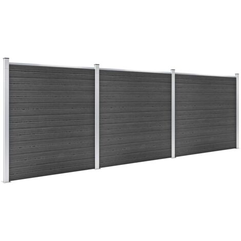 Ensemble de panneau de clôture WPC 526x186 cm Noir
