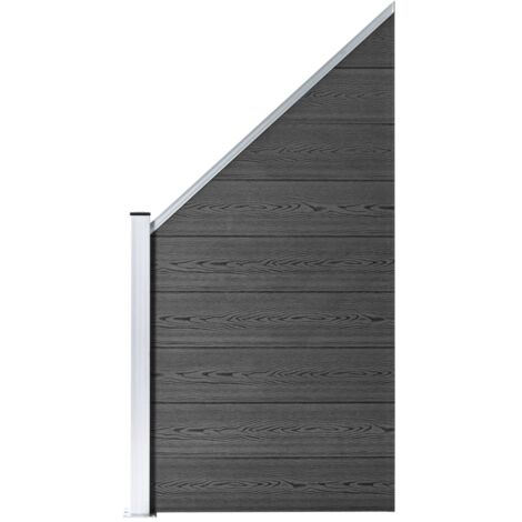 Ensemble de panneau de clôture WPC 619x(105-186) cm Noir