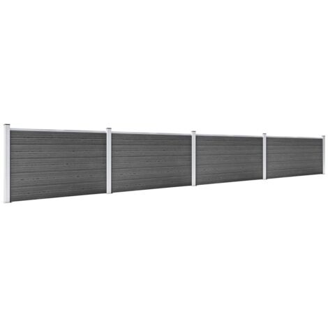 Ensemble de panneau de clôture WPC 699x105 cm Noir