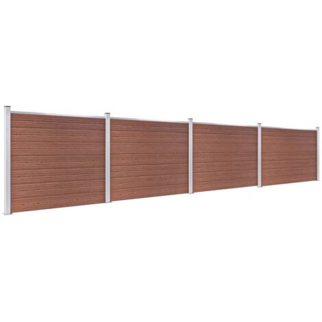 Ensemble de panneau de clôture WPC 699x146 cm Marron