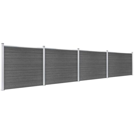 Ensemble de panneau de clôture WPC 699x146 cm Noir
