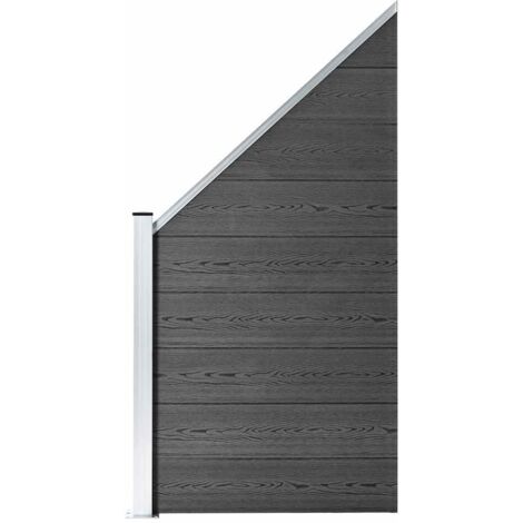Ensemble de panneau de clôture WPC 792x(105-186) cm Noir