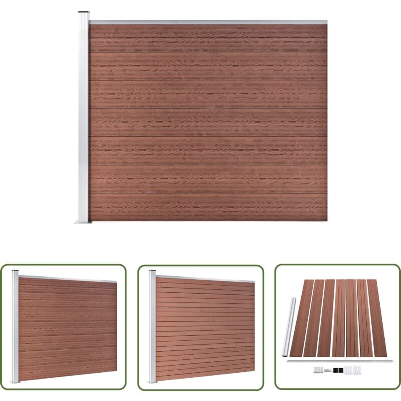 The Living Store Panneau de clôture wpc 175x146 cm Marron - Clôture De Jardin - Clôture Résidentielle - Clôture wpc - Barrière De Jardin - Clôture