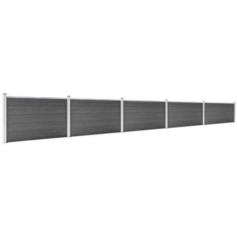 Ensemble de panneau de clôture WPC 872x105 cm Noir