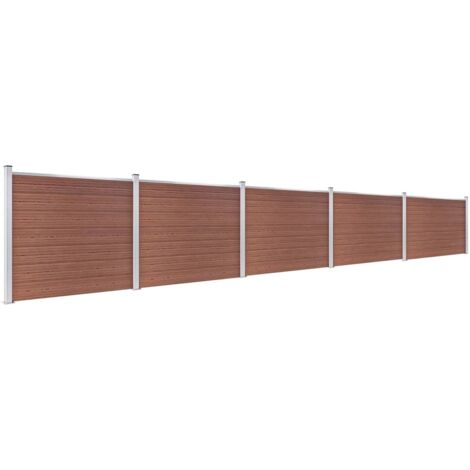 Ensemble de panneau de clôture WPC 872x146 cm Marron