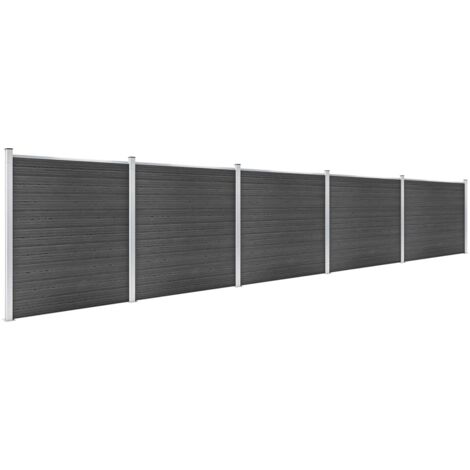 Ensemble de panneau de clôture WPC 872x186 cm Noir