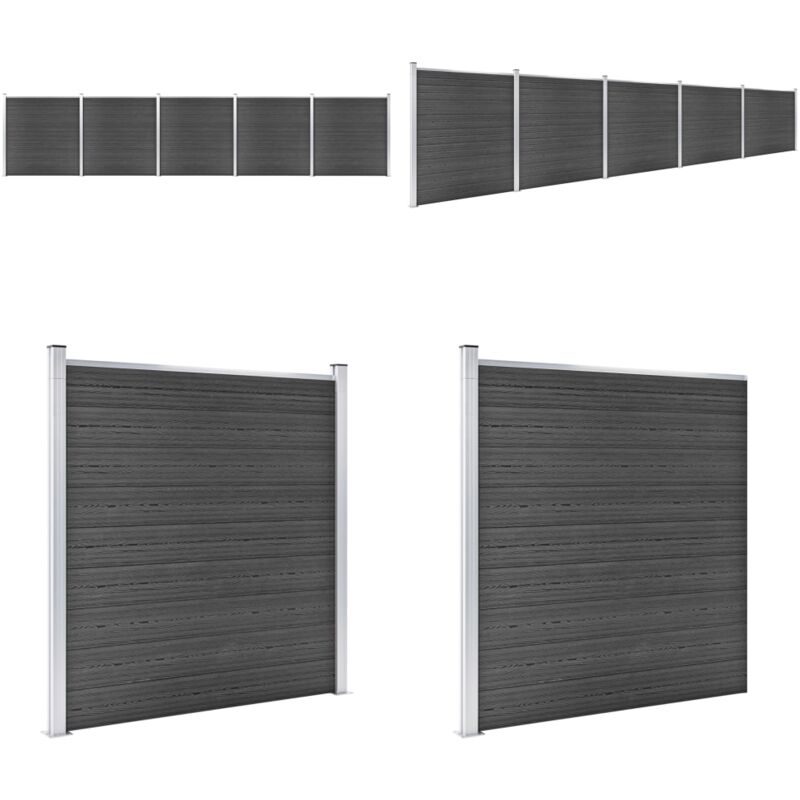 Ensemble de panneau de clôture WPC 872x186 cm Noir - Clôture Jardin - Clôture Résidentielle - Clôture Composite - Clôture WPC - Clôture Noire - Home