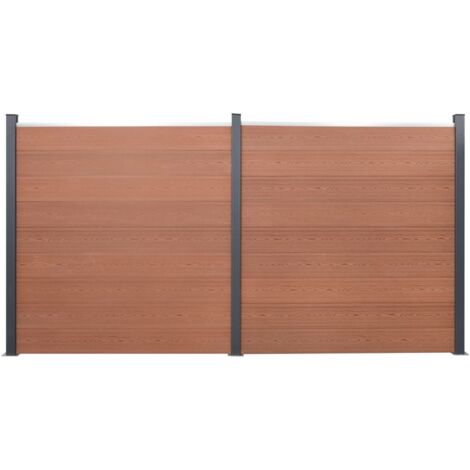 Ensemble de panneaux de clôture marron 353x186 WPC
