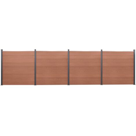 Ensemble de panneaux de clôture marron 699x186 WPC