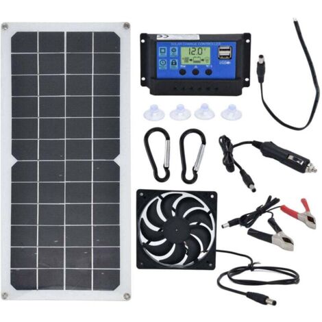 Ensemble de panneaux solaires 10W avec ventilateur d'extraction de contrôleur 10A pour batterie de téléphone mobile de bateau de yacht de voiture
