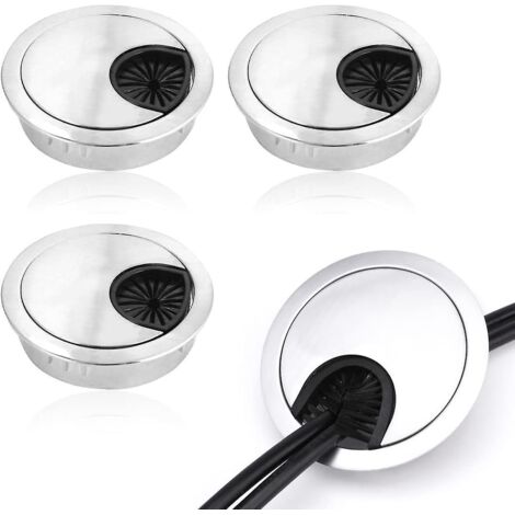 Ensemble de passe-câbles de bureau - Lot de 4 capuchons ronds pour le passage des câbles et fils électriques sur les tables et les bureaux, caches en plastique pour les câbles d'ordinateur, de souris,