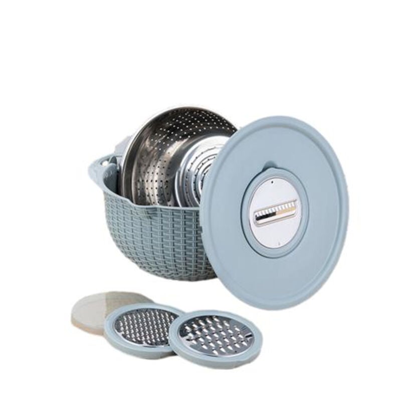 Ensemble de passoirs rotatifs à double couche avec trancheuses, ensemble de passoirs multifonctionnels en acier inoxydable 4-en-1, passoires