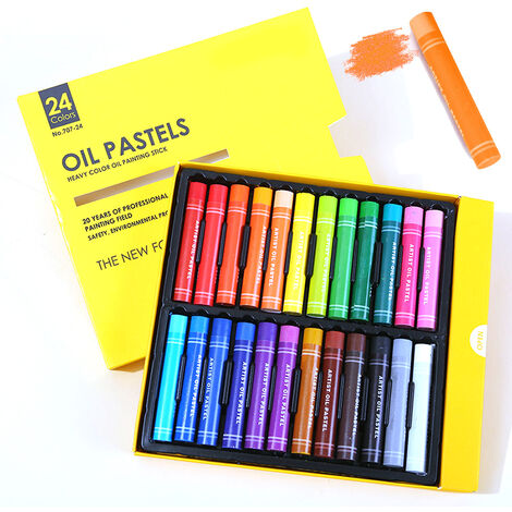 Ensemble de pastels à l'huile, 24 couleurs assorties fournitures non toxiques dessin graffiti art crayons pour enfants, artistes, débutants, étudiants, adultes dessin