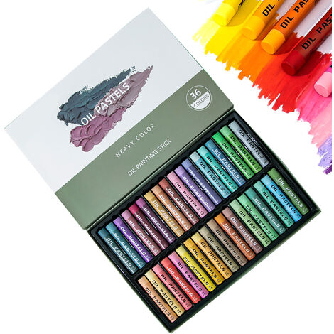 Ensemble de pastels à l'huile, 36 couleurs assorties fournitures non toxiques dessin graffiti art crayons pour enfants, artistes, débutants, étudiants, adultes dessin