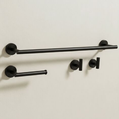 ENSEMBLE DE PATÈRES DE SALLE DE BAIN REA ARI BLACK 4 PIECES