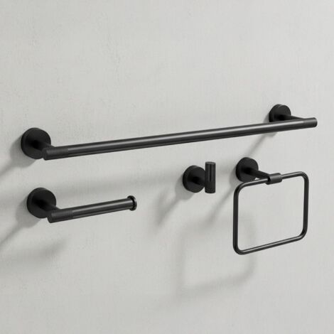 ENSEMBLE DE PATÈRES DE SALLE DE BAIN REA GRID BLACK 4 PIECES