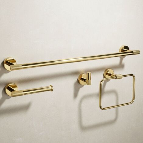 ENSEMBLE DE PATÈRES DE SALLE DE BAIN REA GRID GOLD 4 PIECES
