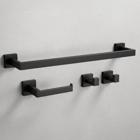 ENSEMBLE DE PATÈRES DE SALLE DE BAIN REA RIO BLACK 4 PIECES