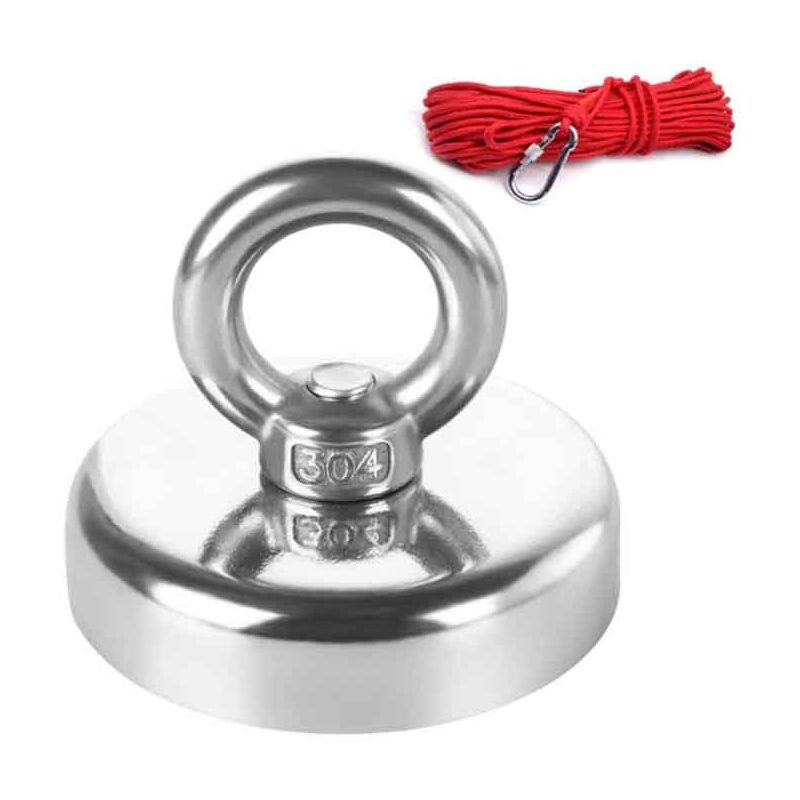 Ensemble de pêche magnétique, ensemble d'aimants de pêche de tension de 550 lb, aimant rond puissant en néodyme pour la pêche magnétique et la