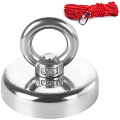 Ensemble de pêche magnétique, ensemble d'aimants de pêche de tension de 550 lb, aimant rond puissant en néodyme pour la pêche magnétique et la récupération de rivière