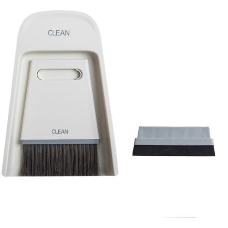 Ensemble de pelle à poussière de balai, balais de poussière Table de bureau Mini balai de nettoyage de pelle à poussière brosse de nettoyage essuyage outils de nettoyage(Gris Blanc)-LIAIKI