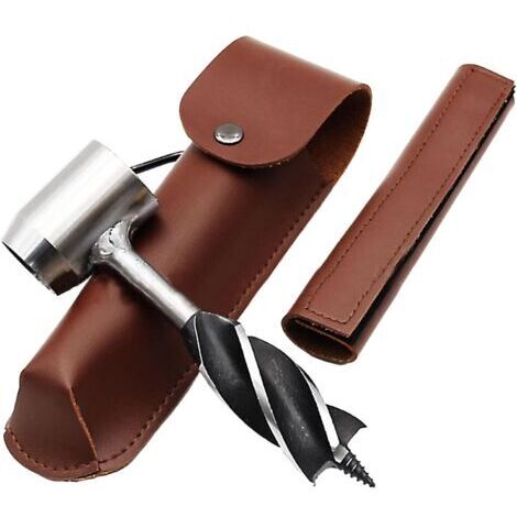 Ensemble de perceuses à main, perceuse de survie avec étui, perceuse manuelle pour le travail du bois, la randonnée, le camping et l'aventure.