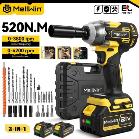 Ensemble de perceuses électriques sans balais 520N·m, clé à chocs électrique 3 en 1, tournevis, outil électrique pour batterie Makita 18V