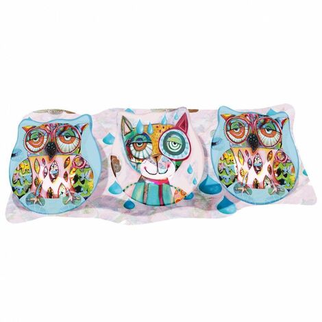 Ensemble de petites Coupelles en verre Chouette et chat