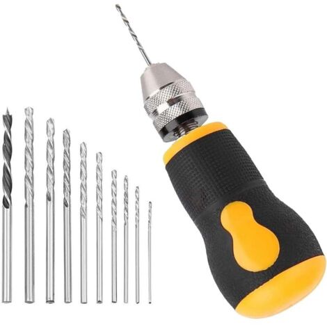 Ensemble de petits forets hélicoïdaux, petits outils rotatifs, petite perceuse manuelle, perceuse manuelle multifonctionnelle portable, outils rotatifs robustes en acier au carbone pour le poli