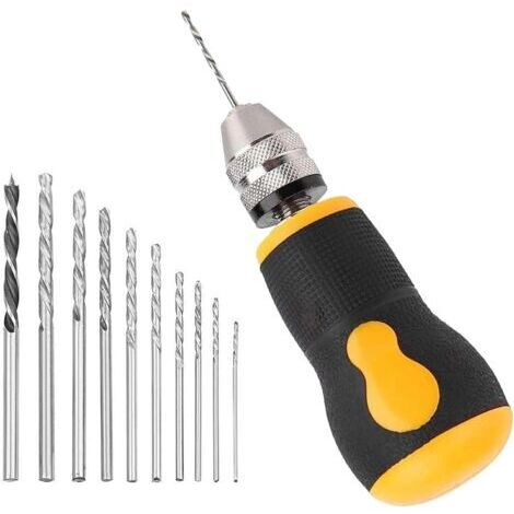 Ensemble de petits forets hélicoïdaux, petits outils rotatifs, petite perceuse manuelle, perceuse manuelle multifonctionnelle portable, outils rotatifs robustes en acier au carbone pour le poli
