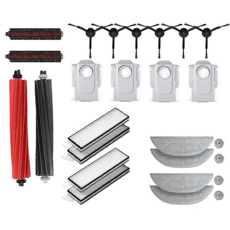 Ensemble de pièces de rechange pour aspirateur robot Roborock S8 MaxV Ultra : lingette, sac à poussière, brosse latérale et filtre.