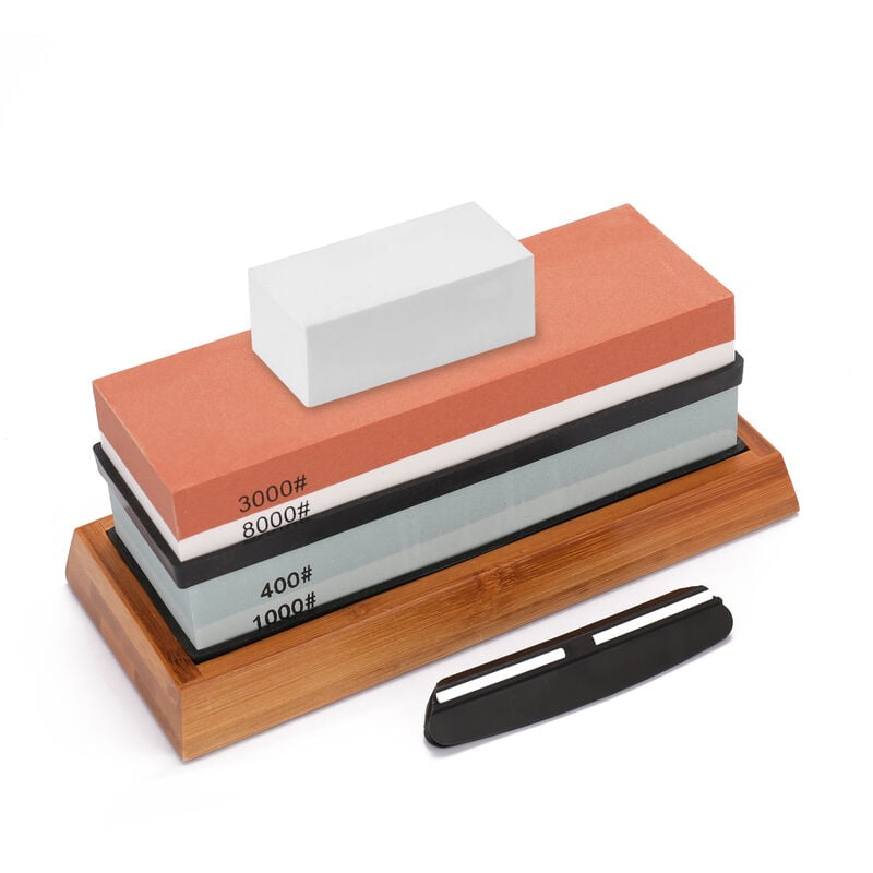 Geevorks - Pierre à aiguiser de qualité supérieure, grain 400/1000 3000/8000, ensemble de pierres à aiguiser, Base antidérapante, affûteur de coupe,