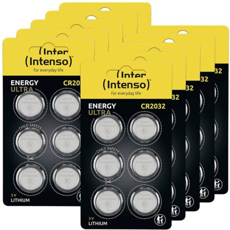 Ensemble de piles bouton lithium INTENSO CR2032, lot de 60